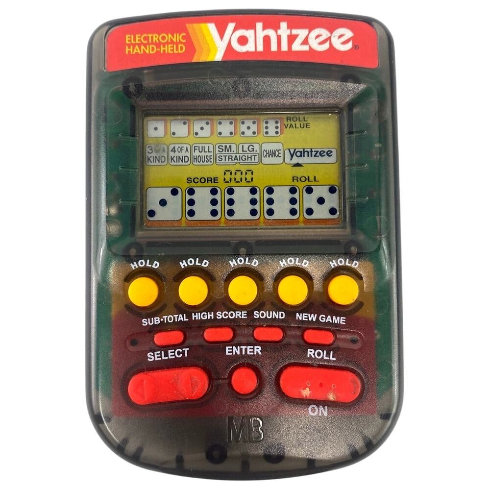 Vintage 1995 Yahtzee Handheld Electronic Game Milton Bradley 4511 Tested Works